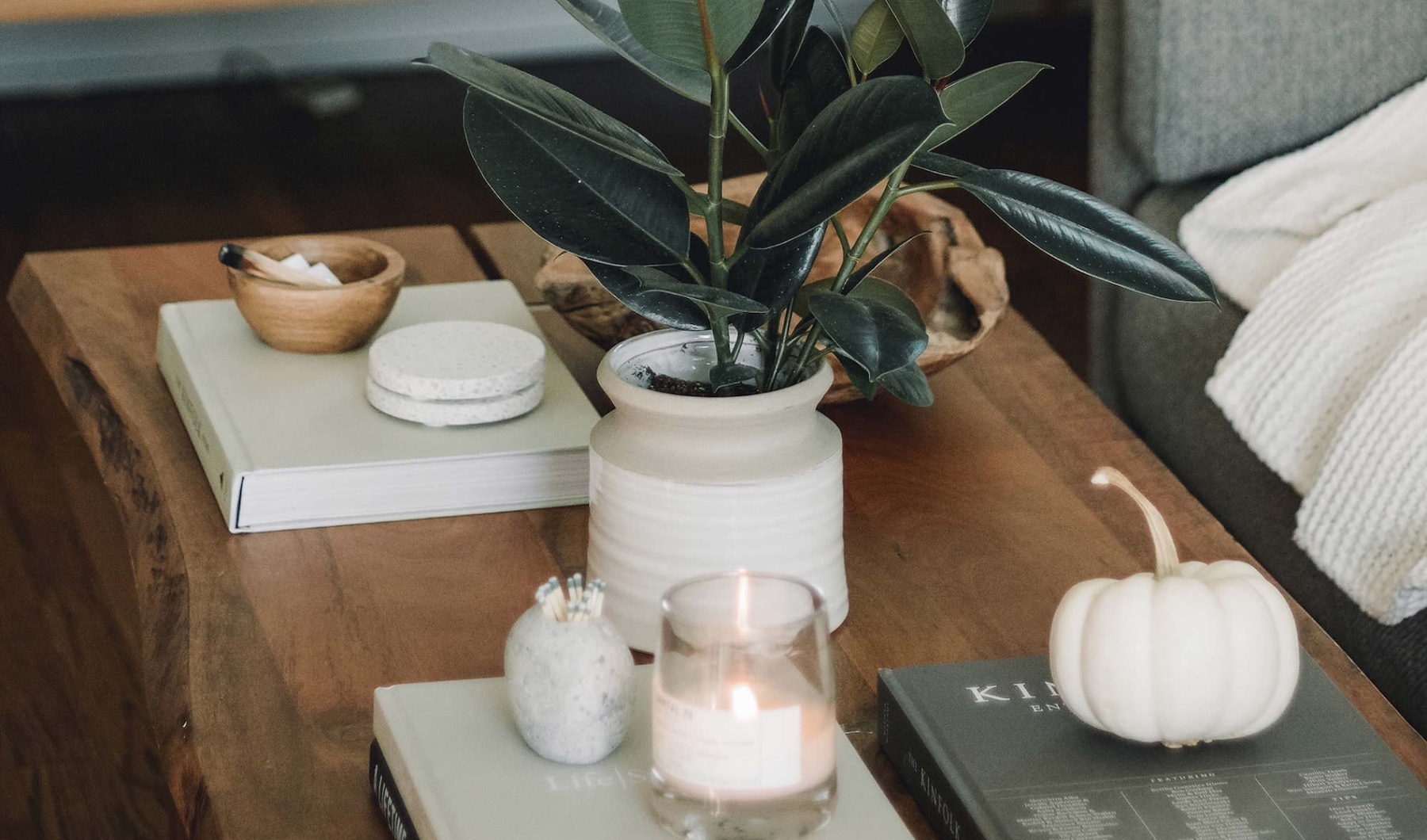 decor on a wooden table